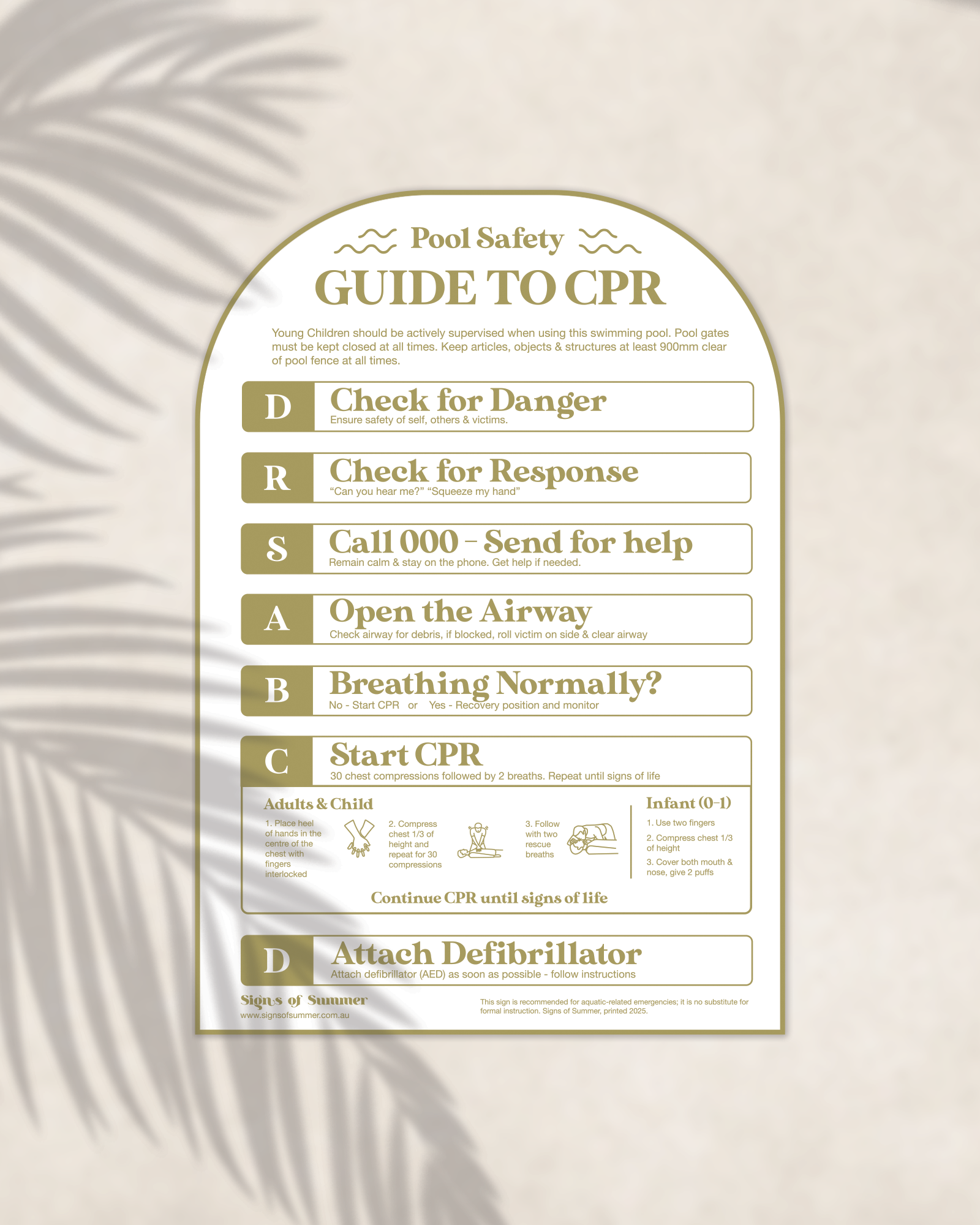 Cornstalk Arch Pool CPR Sign