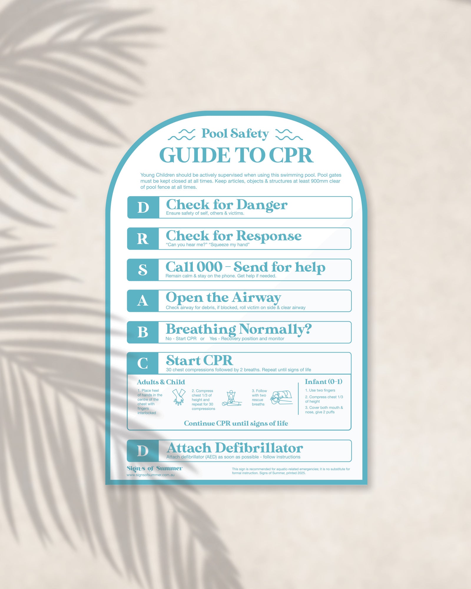 Gondolier Arch Pool CPR Sign