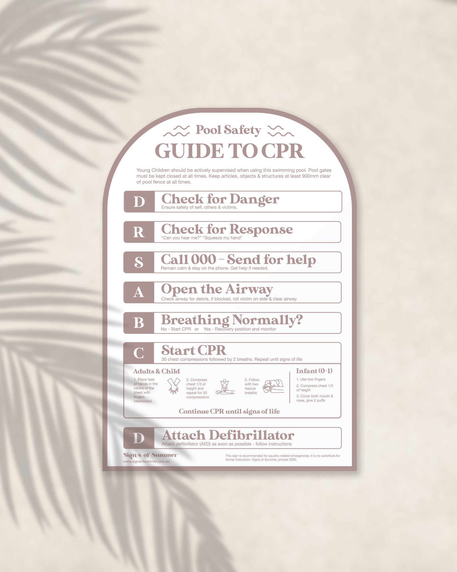 Lavenbrun Arch Pool CPR Sign