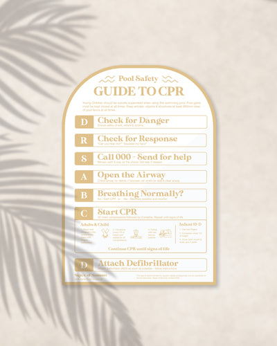 Sandy Taupe Arch Pool CPR Sign