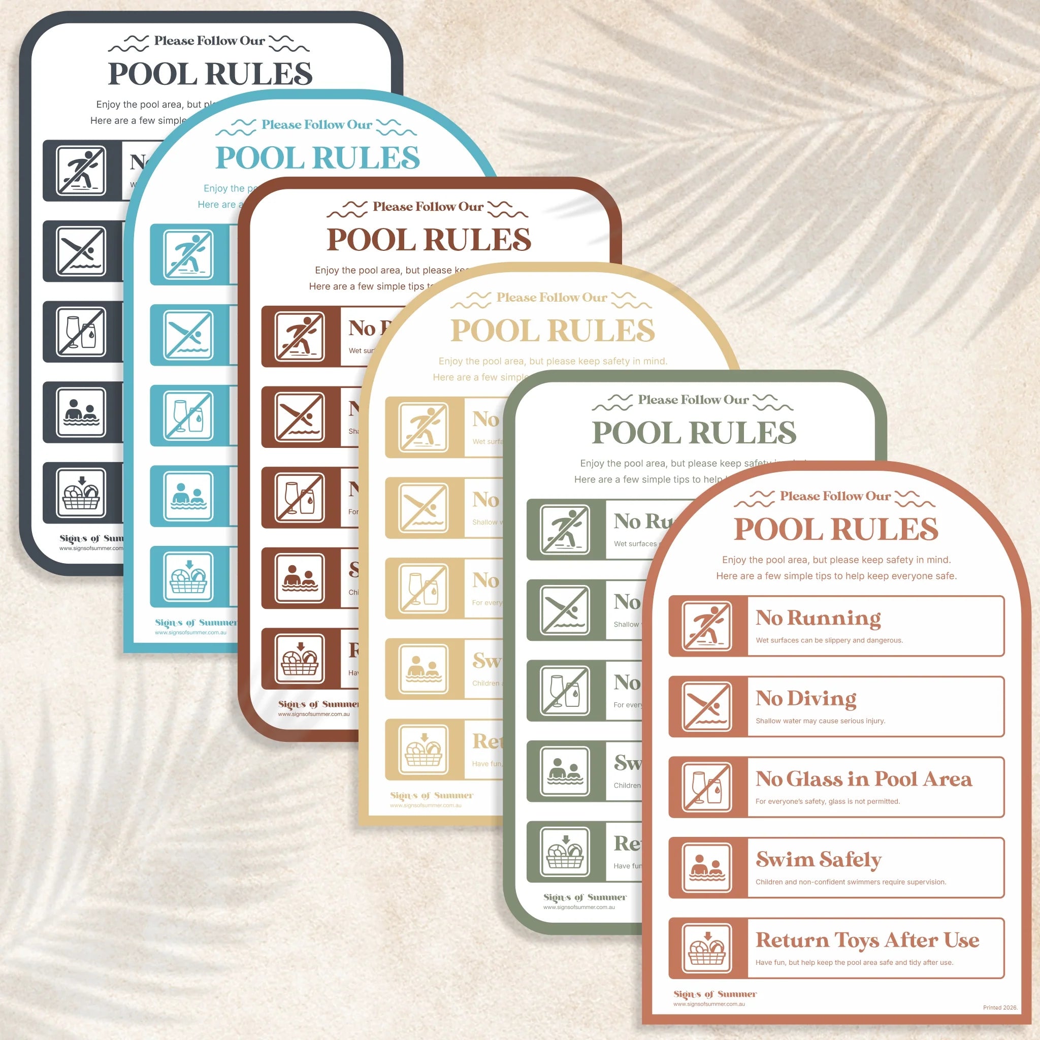 Pool Safety Signs Australia | Modern Outdoor Pool Signage – Signs of Summer