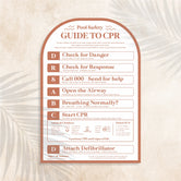 Arch shaped Guide to CPR Sign in Terracotta colour – Australian outdoor pool signage