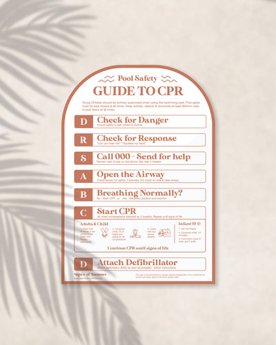 Terracotta Chip Arch Pool CPR Sign